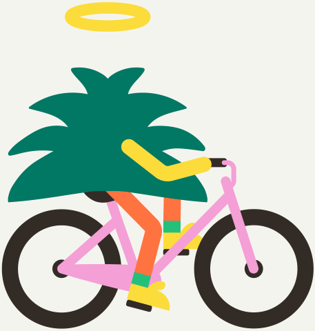 Treebert riding a bike