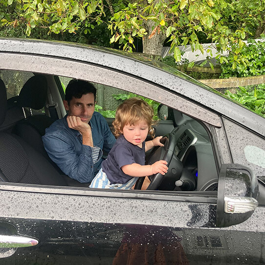 Mike in his Nissan Leaf